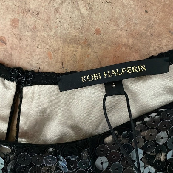 KOBI HALPERIN Maya Sequin and Lace Overlay Cocktail Dress Black Size S MSRP$798 - Picture 4 of 12